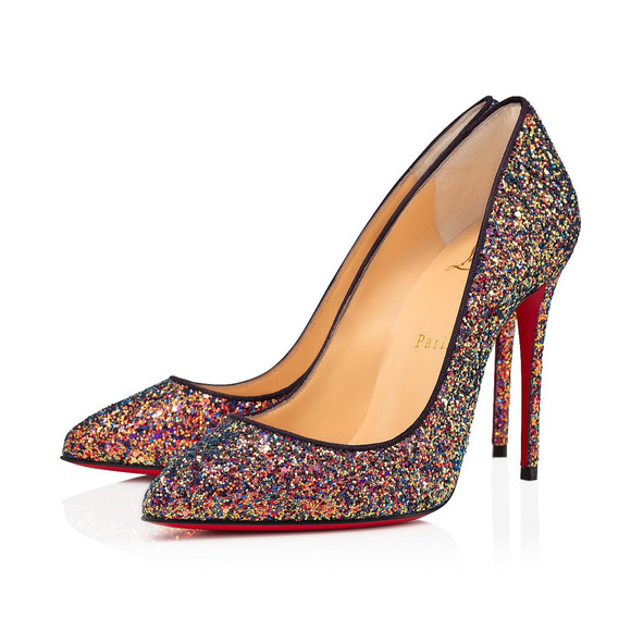 Christian Louboutin Pigalle Follies 100 Glitter Milkyway Blue Red Heel Pump 37 - Picture 1 of 12